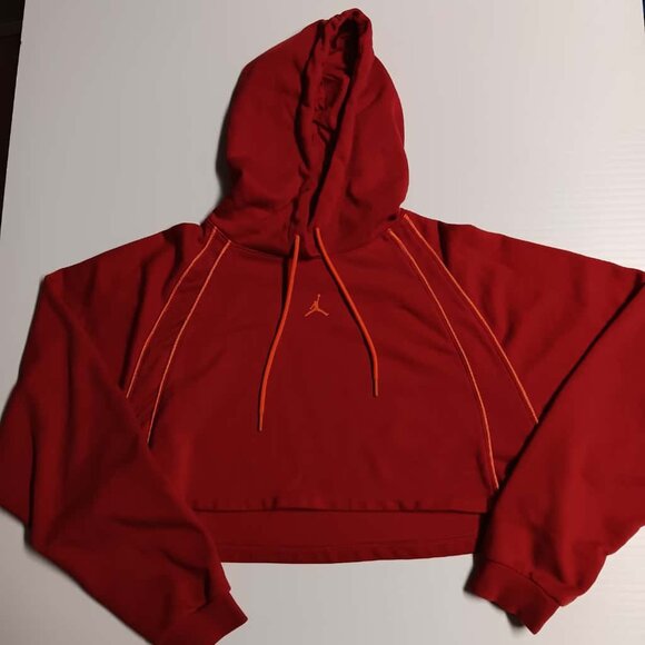 Air Jordan Women'sSport Cropped Hoodie Fire Red Safety Orange-  M - Picture 1 of 6